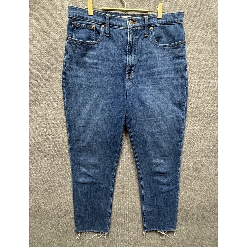 Madewell The Perfect Vintage Jeans Size 31 High‎ Rise HR HW Raw Hem Blue Denim